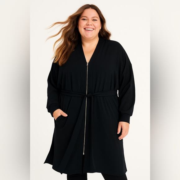 LAFAYETTE 148 NEW YORK Jacket Black Pockets Lightweight Pockets Belted 2X NEW - Picture 1 of 15